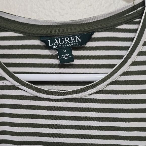 Ralph Lauren Black and White Striped T-Shirt with Short Sleeves medium - Picture 2 of 6
